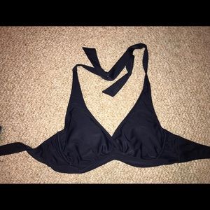 Athlete navy blue never work halter bikini top